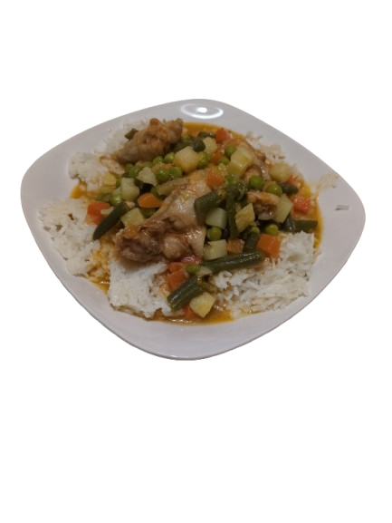 Prato Jardineira: Arroz, Legumes e Frango